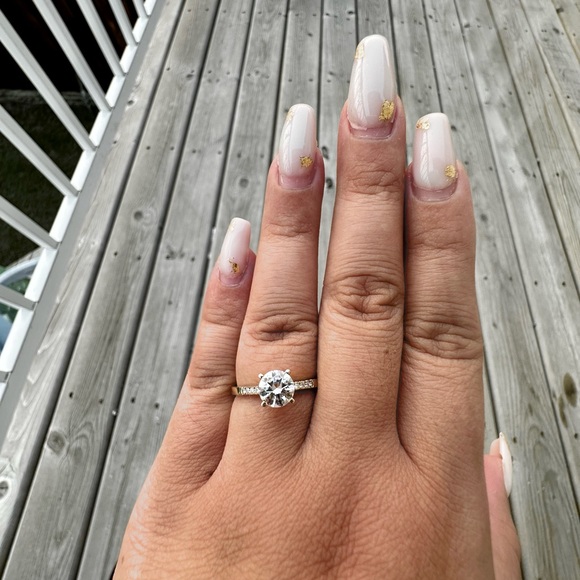 14k yellow gold ring. Stone is 1 carat moissanite. Used like new. SOLD - Picture 1 of 4